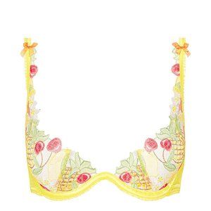For Love & Lemons - Mirabelle Underwire Bra 34B, NWT, Yellow Fruit Cherries